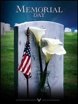Grave Marker with US Flag.